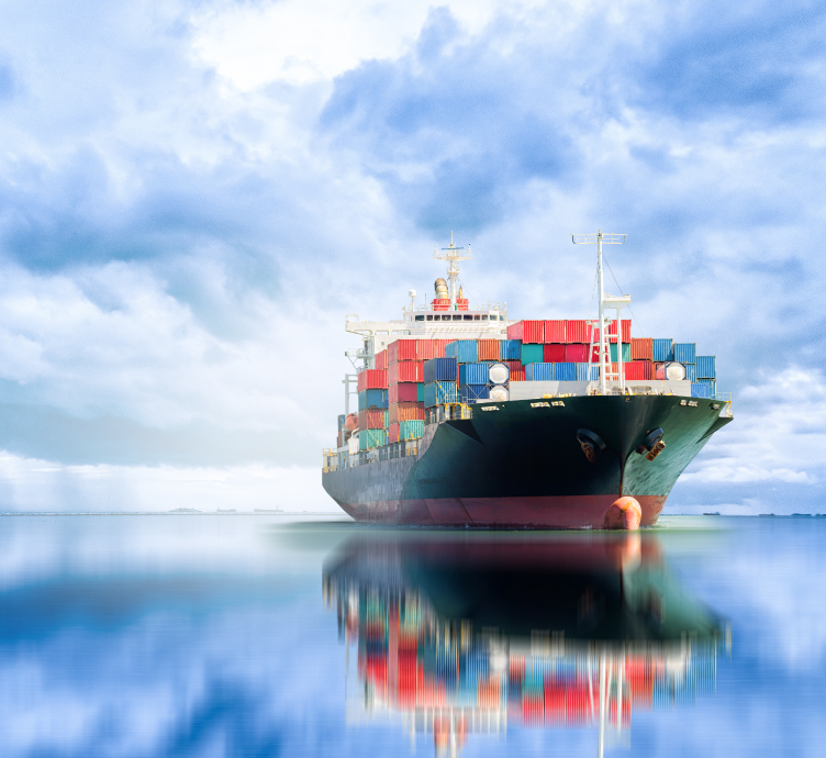 International Container Cargo ship in the ocean, Freight Transportation, Shipping, Nautical Vessel